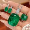 Huayue Jewelry Set Douyin Emerald Earrings Ring Pendant High Sense Women