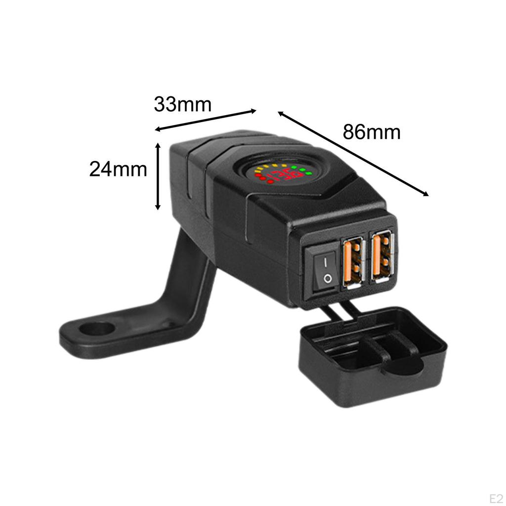 Motorcycle Phone Charger Quick Disconnect Double USB Adapter for Phones