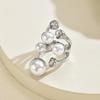 Bohemian Irregular Imitation Pearls Opening Rings for Women Ladies Exaggerated Zircon High-End Ring Vacation Jewelry Accessories