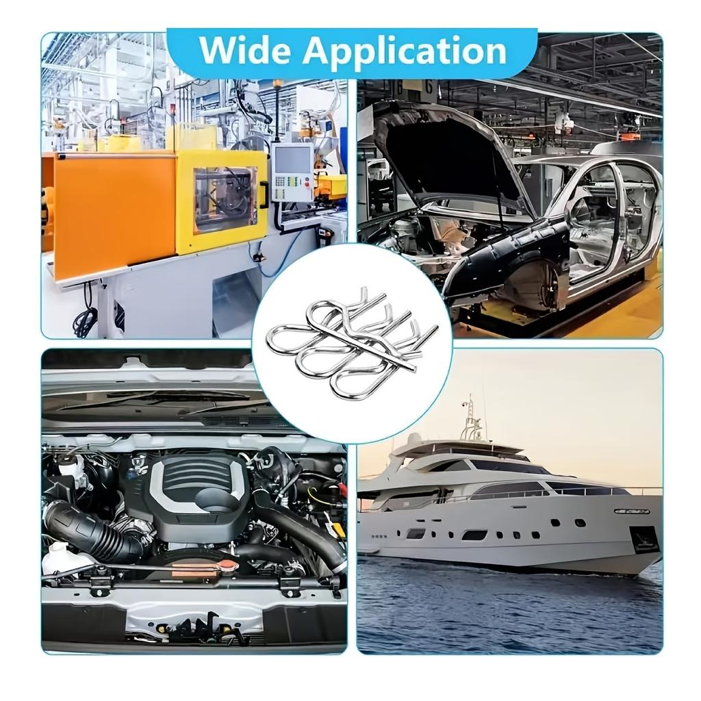 100 pcs Cotter Pins Spring Connectors 2 Mm, R-Clips Splint Assortment Galvanised Spring Pins Safety Pins Set