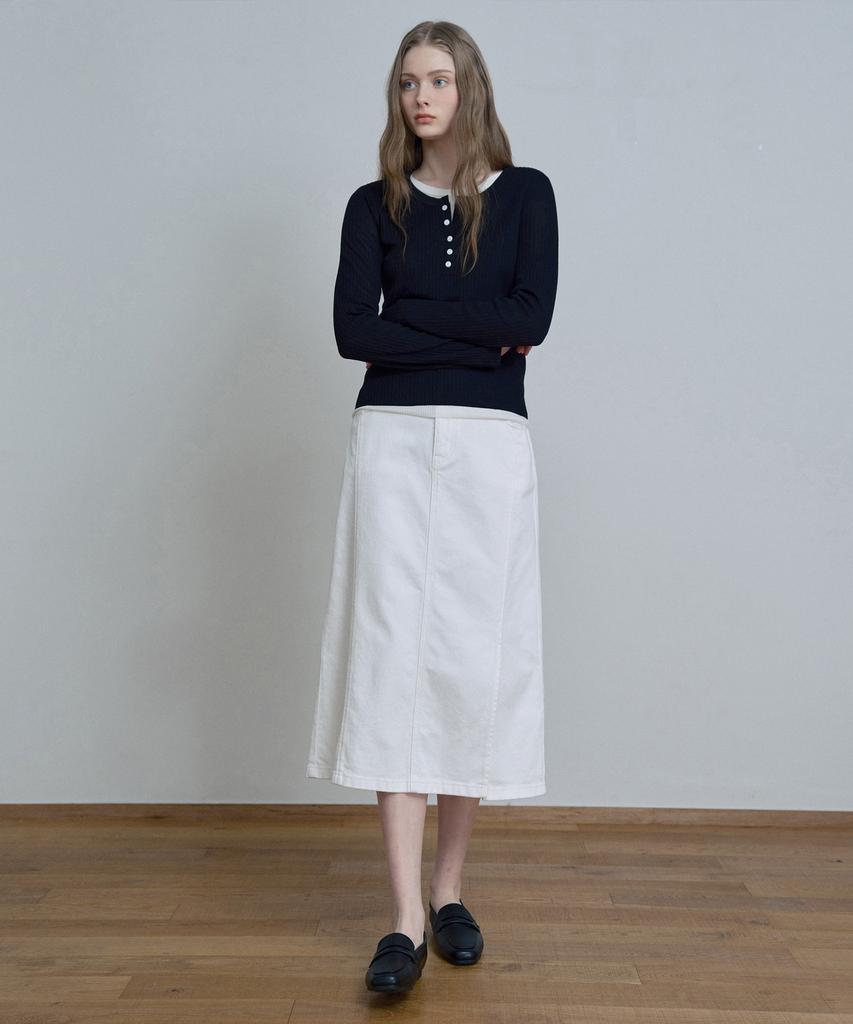 Mind Bridge Woman [W] White Slit Denim Skirt