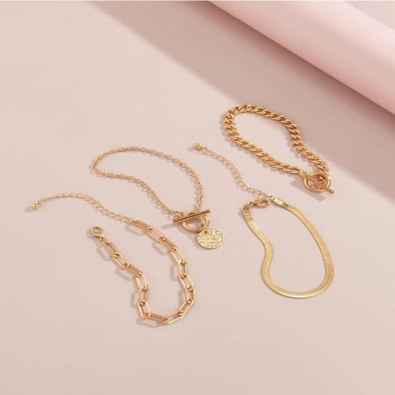 Meier European and American popular jewelry simple multi-layer metal chain OT buckle bracelet, bohemian fashion layered bracelet