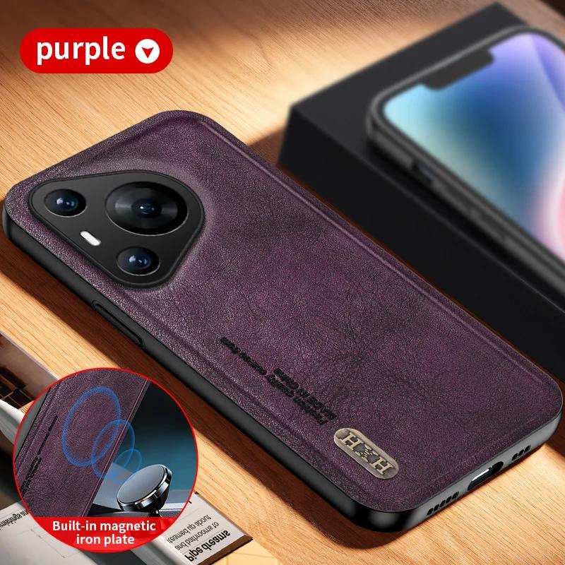 Vintage Leather Phone Case For Huawei Pura 70 P60 P50 P40 P30 Nova 12 11 10 SE Mate 60 50 40 30 Pro Build-in Magnet Iron Cover
