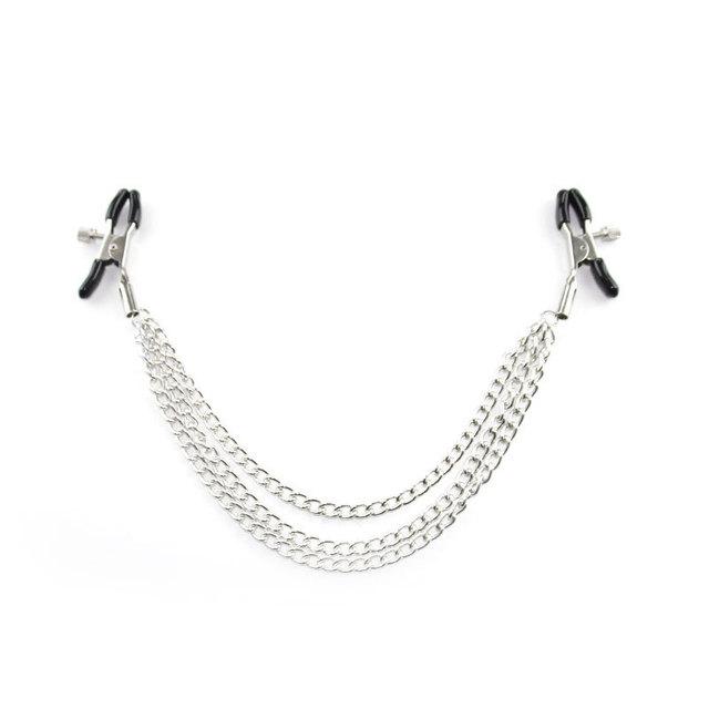 Metal Nipple Clamps with Chain Clips Flirting Teasing Sex Flirt Bondage Slave Bdsm Nipples Stimulation Fetish for Men Women Gay