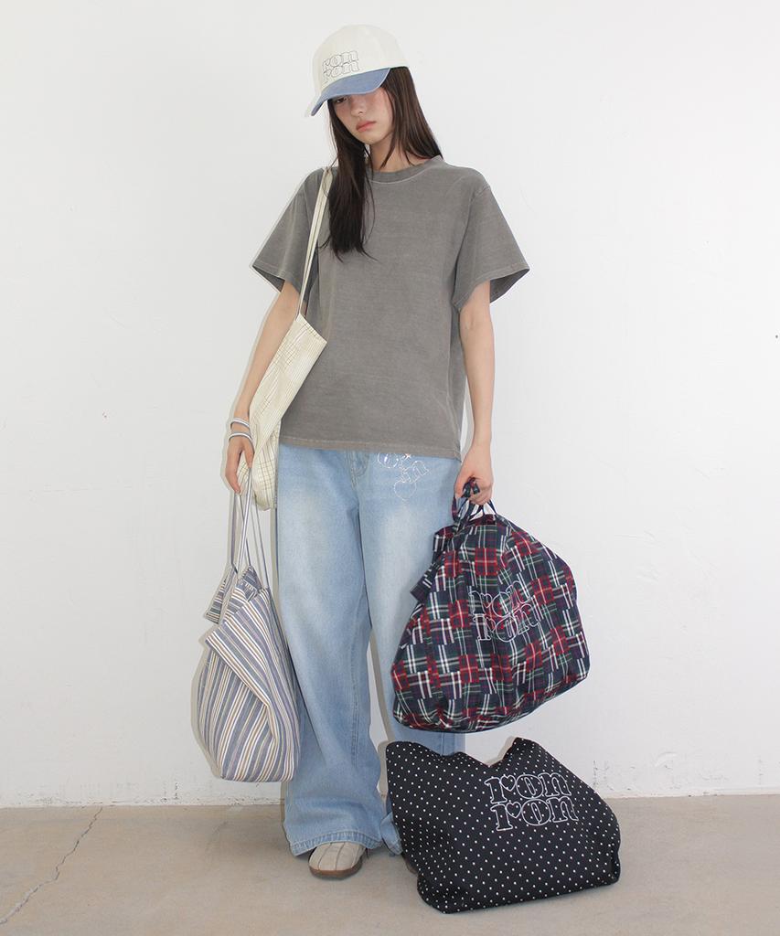 Ronron Pattern Logo Shopper Red Check