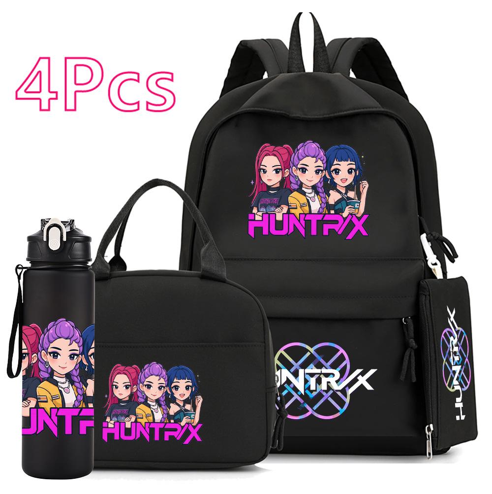 4 buc/set Desene animate K-Pop Imprimate 750 ml Sticlă de apă Rucsac Geantă de mână Etui pentru creioane pentru adolescent Băiat Fată Ghiozdan Capacitate mare Ghiozdan Mochila