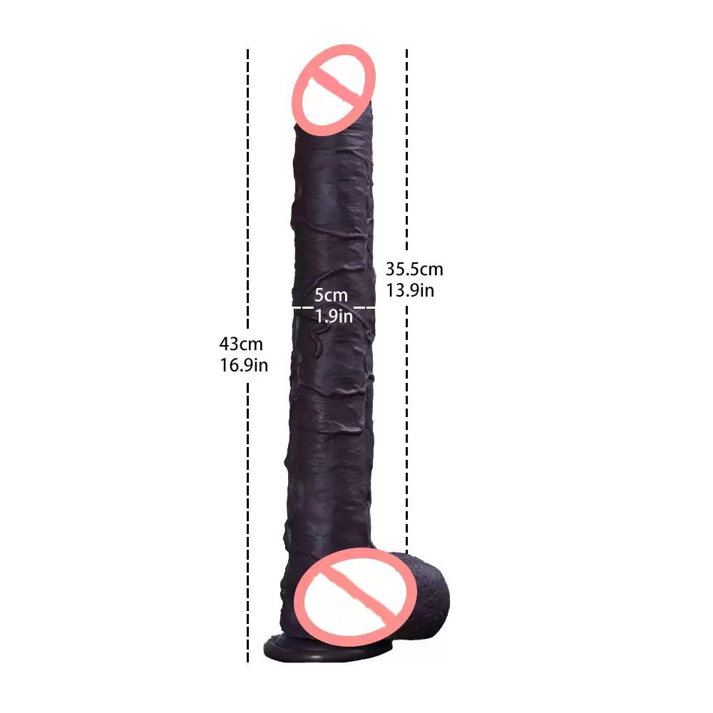 16.93 İnç Uzunluğunda Gerçekçi Silikon Dildo, Dokulu Tutuşlu Yumuşak Gerçekçi Yetişkin Seks Oyuncağı, Kadınlar ve Çiftler İçin Eller Serbest Zevk Uyarıcısı