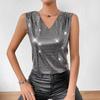 Women's Summer V-neck Vest Sleeveless Thin Plaid Top