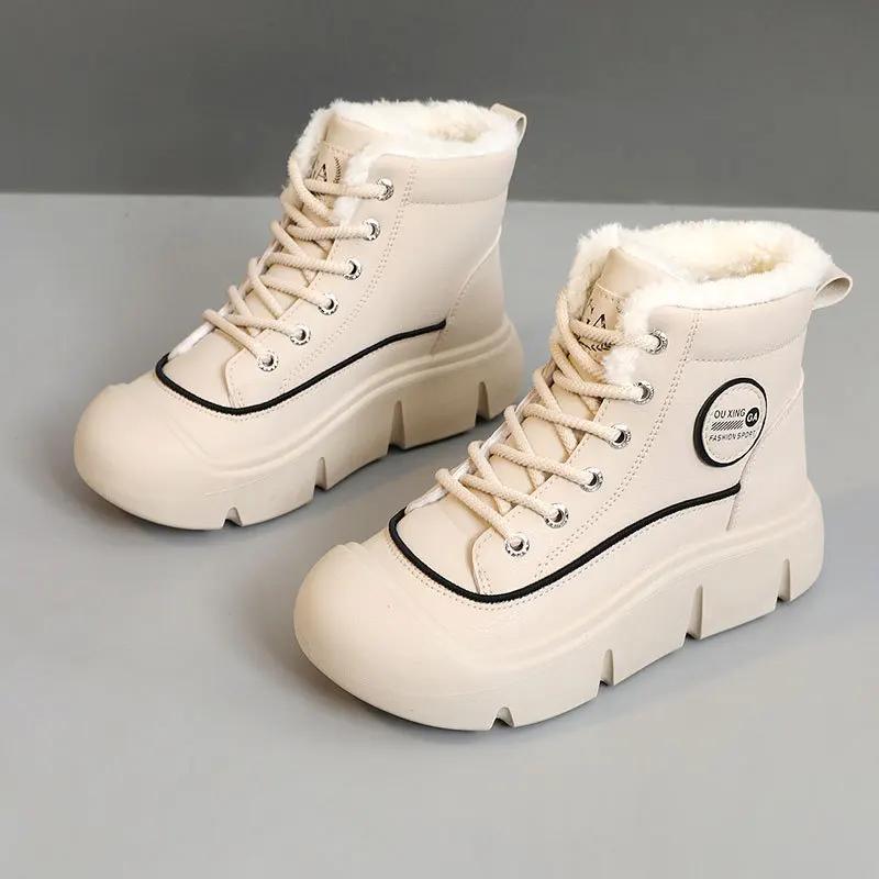 

Модные Новые 2024 Зимние Водонепроницаемые Женские Теплые Высокие Простые на Толстой Подошве Хлопковые Ботинки Высокого Качества Платформенные Кроссовки 38