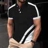 2026 New Fashion Men's Casual Sports Polo Shirt Short Sleeve Color Matching Lapel Men's Summer Short Sleeve T-shirt