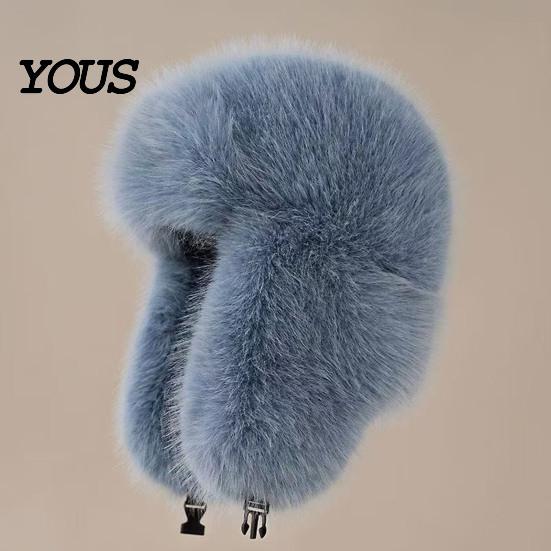 Stylish Commuting Hat Faux Fur Trapper Hat, Fuzzy Winter with Ear Flaps, Fleece Thickened Plush Snow Cap Lined Windproof Ushanka for Women Cold