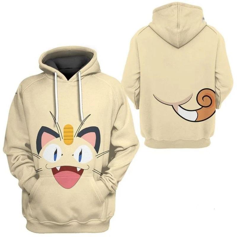 Ny Potdemiel Dame Vår Høst Pkm Hettegenser Pikachu Og Eevee På Bakken 3d Trykk Langermet Genser Trendy Fritidsklær