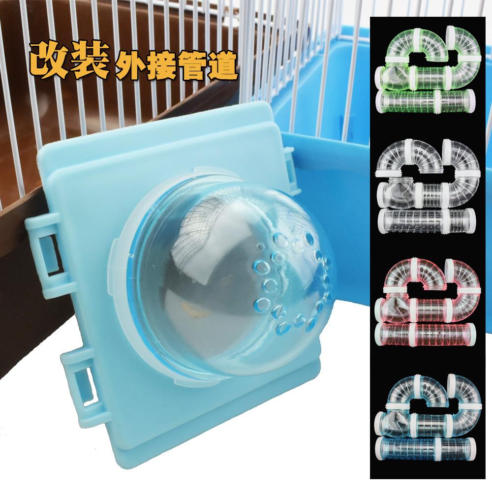 Hamster Maze Tunnel DIY Assembly: Small Pet Cage Villa Accessories with External Bathroom Sauna.