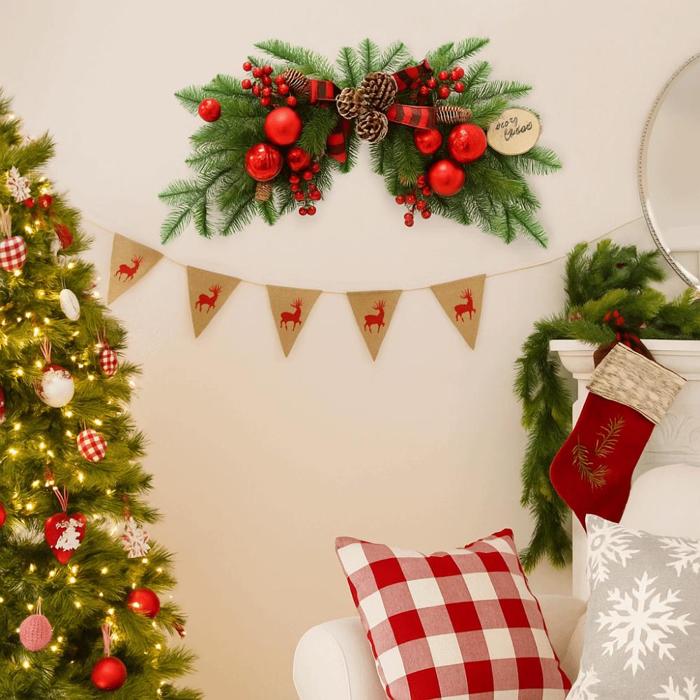 DIY Artificial Christmas Wreath Realistic Pine Cone Window Hanging Decor  Thanksgiving Decor