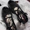 Sheepskin version~ retro leather platform ballet girl bow muffin Mary Jane single shoes small leather shoes