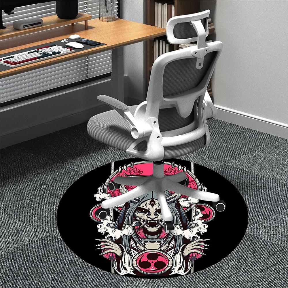

1pc Skull Mask Art Office Round Area Rug, Indoor Mat Suitable For Office, Under Office Chairs Bedroom Living Room Home Decor, Room Deco 030 80cm by 80cm