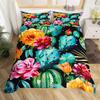 Tropical Botanical Bedding Set Bulbous Cactus Sketch Drawing Comforter Cover Cute Desert Plants Duvet Cover Flower Quilt Cover