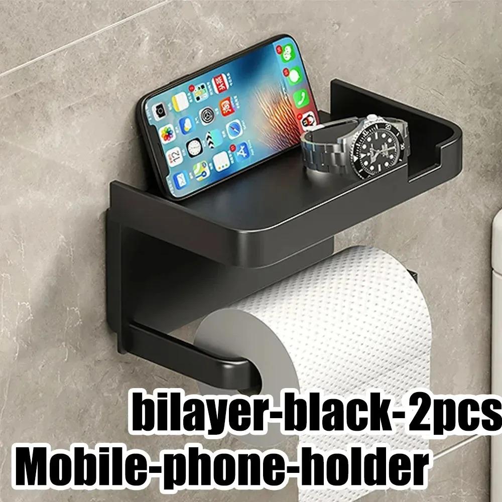 Waterproof Wear Resistant Autohesion Mobile Phone Holder Roll Paper Box Wall Mounted Toilet Accessories Tissue Hanger Bathroom