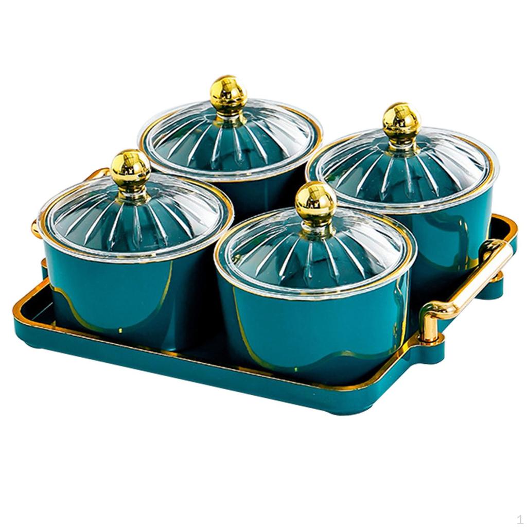 Cookie Jar and Dried Fruit Serving Plate Set for Snacks Treats at Holiday Gatherings
