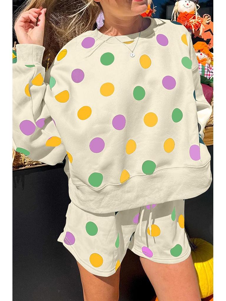 2025 Autumn Polka Dot Casual Two-Piece Suit for Women - Fashionable, Versatile, Loose Fit