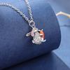 New Fashion Crystal Cute Rabbit Radish 925 Sterling Silver Zodiac Animal Pendant Necklaces  XL291