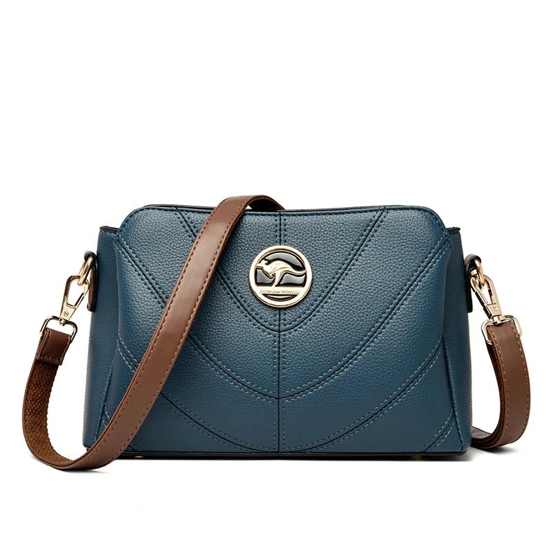 Brand Women Soft Leather Bags Luxury Designer Sewing Thread Handbag High Quality Crossbody Shoulder Bag