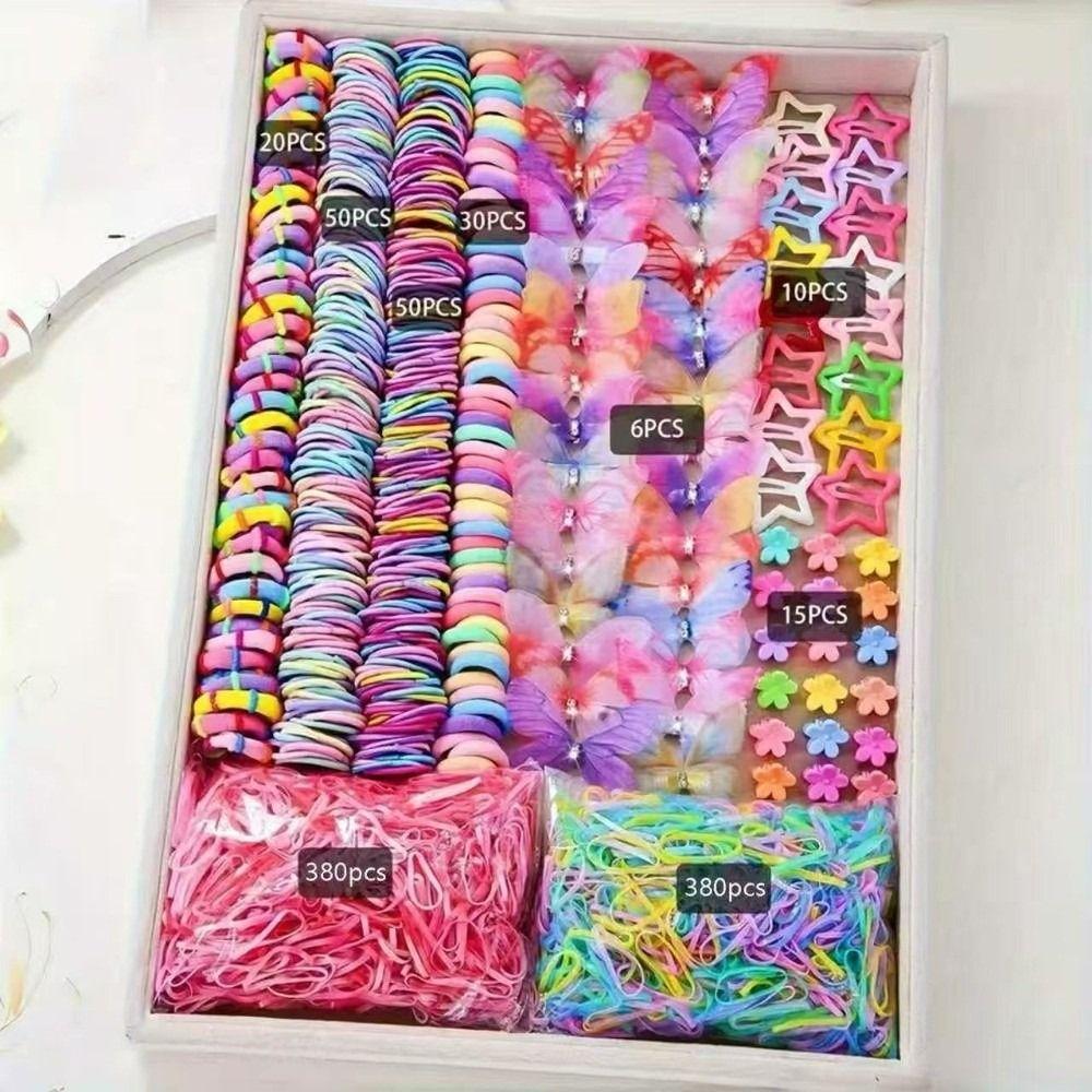 Colorful Hair Accessories Set No Hurt Hair Hair Clips Bow Hair Ties  Princess Gift Set