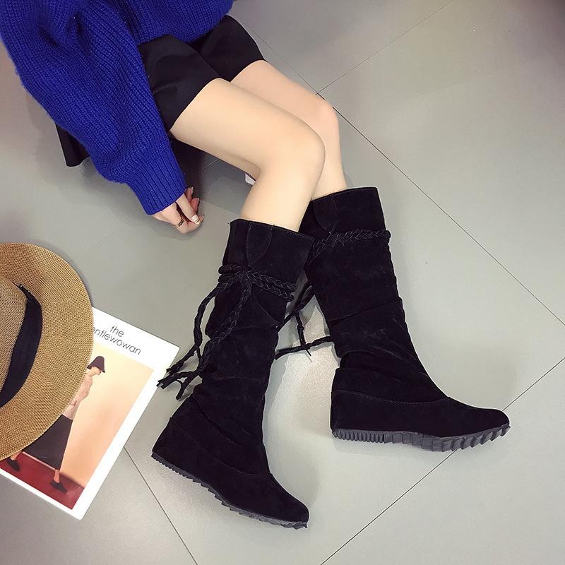 Fashion New Fashion Roman Style Women's Boots In 2024 Spring Autumn Comfortable Round Toe Low Heel Slip-on Sock Boots with Platform
