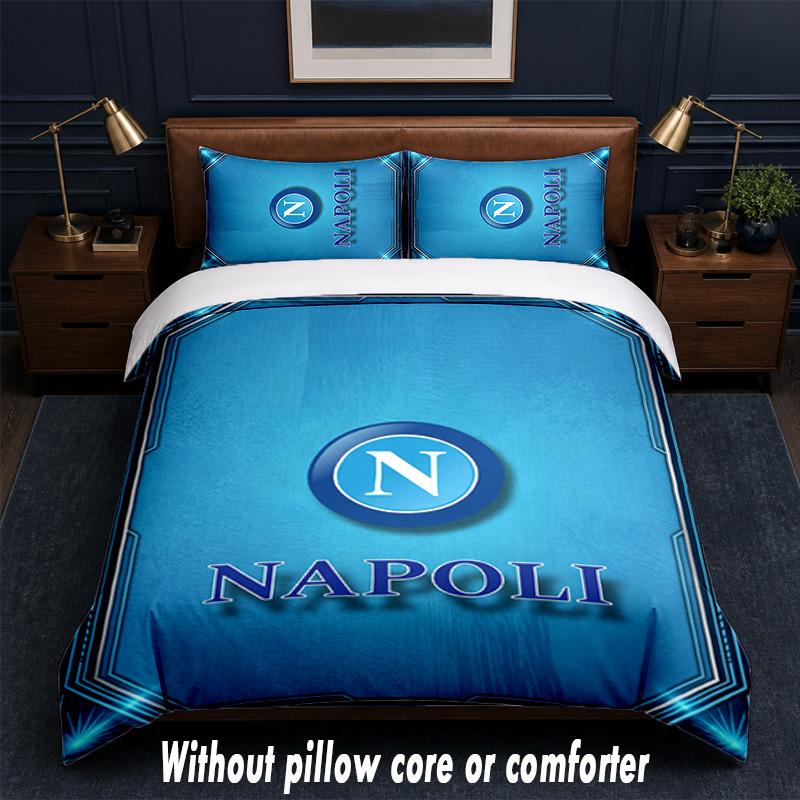 Set Biancheria da Letto Napoli FC 1 Copripiumino + 2 Federe Morbido Traspirante Biancheria da Letto per la Casa