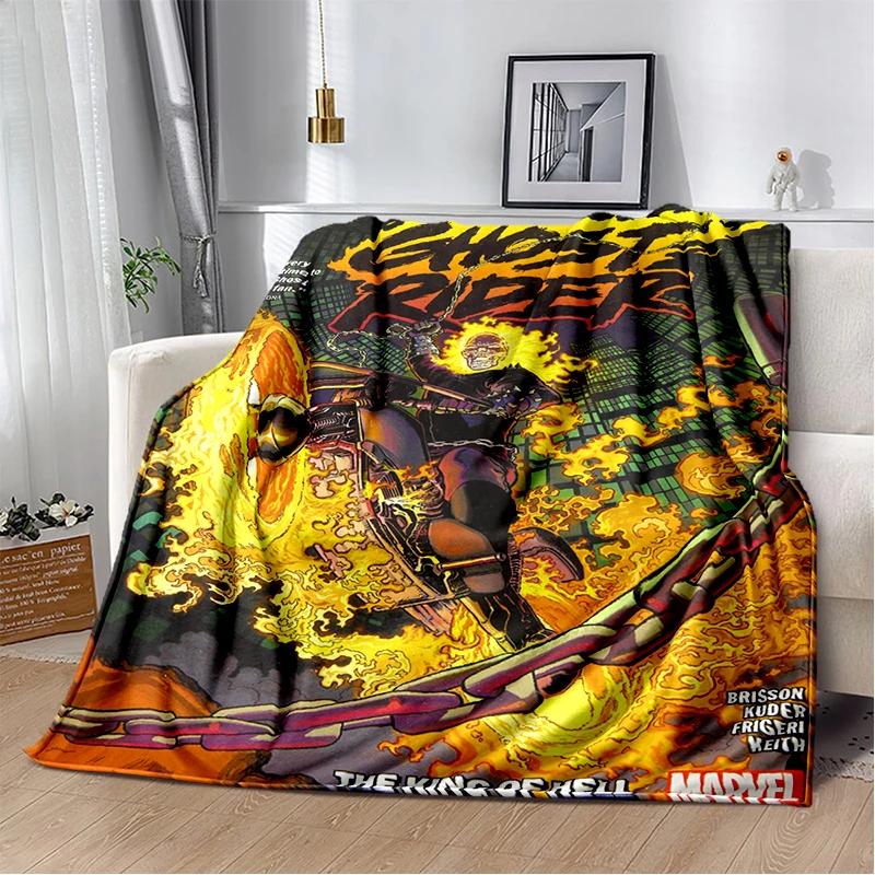 2026 New Marvel Horror Ghost Rider Cartoon Gift Soft Blanket,Soft Throw Blanket for Home Bedroom Bed Sofa Picnic Child Cover Kid
