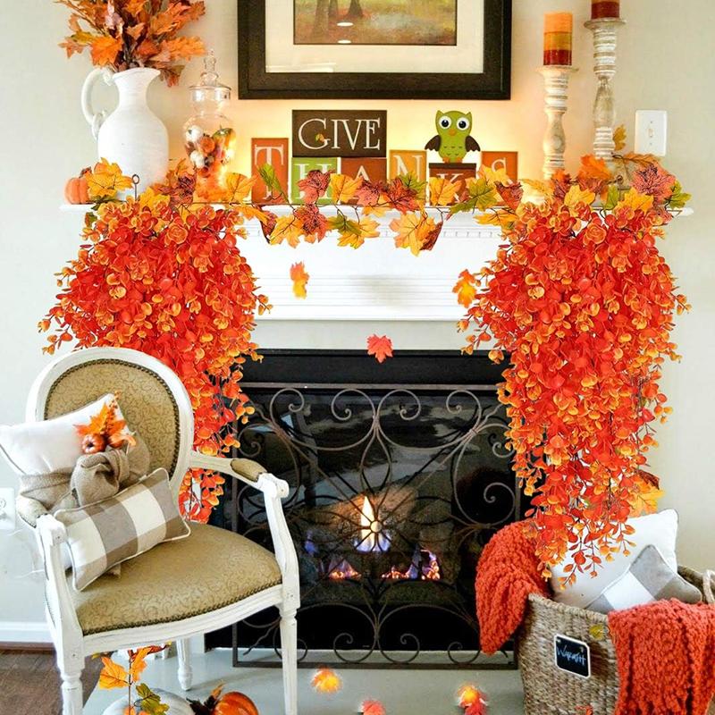 1-4pcs  Artificial Flower Plant Eucalyptus Rattan Vine Hanging Plants Home Garden Decoration Halloween Christmas Decoration 2025