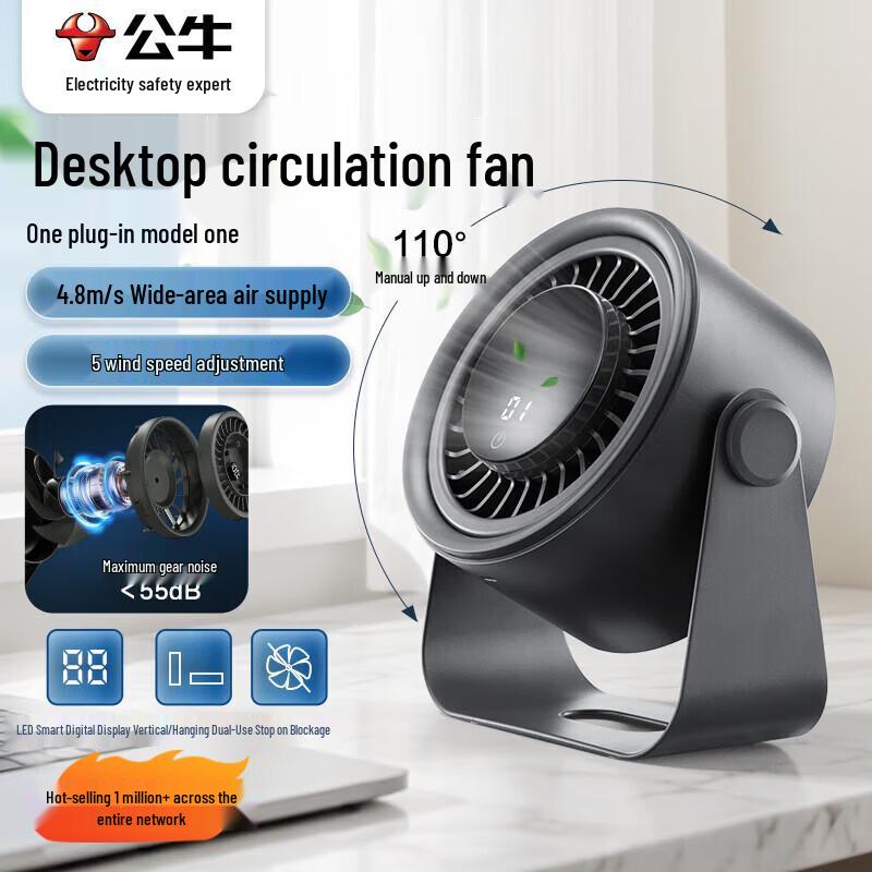 Gongniu Low Noise USB Desk & Wall-Mounted Circulation Fan