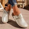Zoccoli con Fibbia Intrecciata Dorata da Donna  Scarpe Mules Estive a Punta Chiusa con Suola in Sughero Donna Tacco Basso Antiscivolo Mezza Pantofola