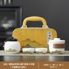 Travel tea set, simple coarse pottery outdoor portable ceramic express cup, one pot, four cups office tea pot