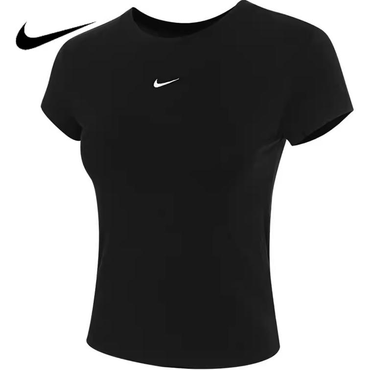 

Nike Спортивная одежда Chill Knit Slim Fit с логотипом и принтом эластичной футболки с круглым вырезом и короткими рукавами Женские топы Черно-белые FV5509-010 L