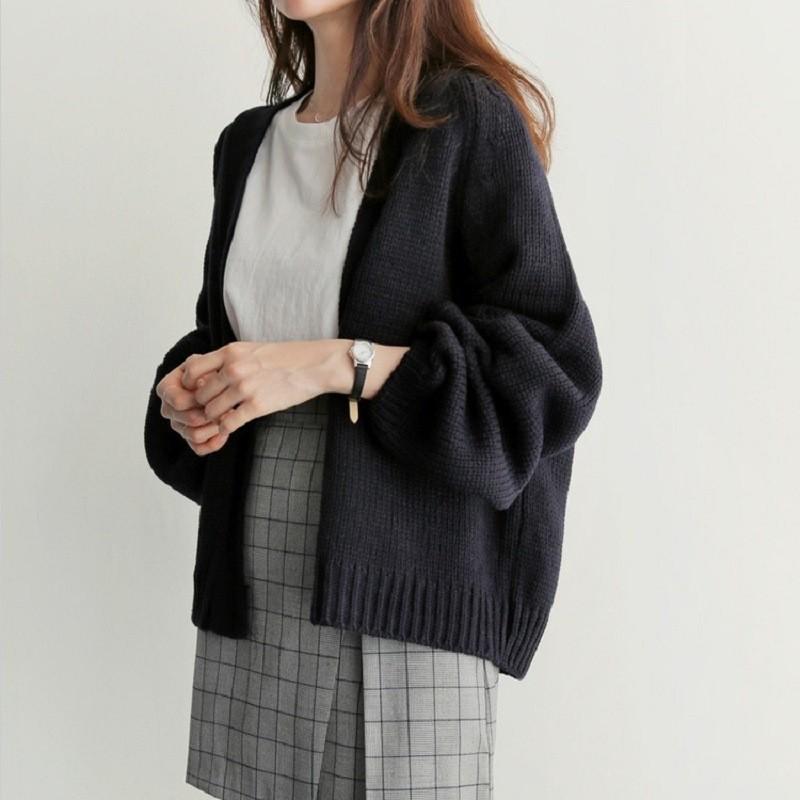 Loose Jacket For Women, Casual, Lazy, High-end, Color V-neck Knitted Jacket