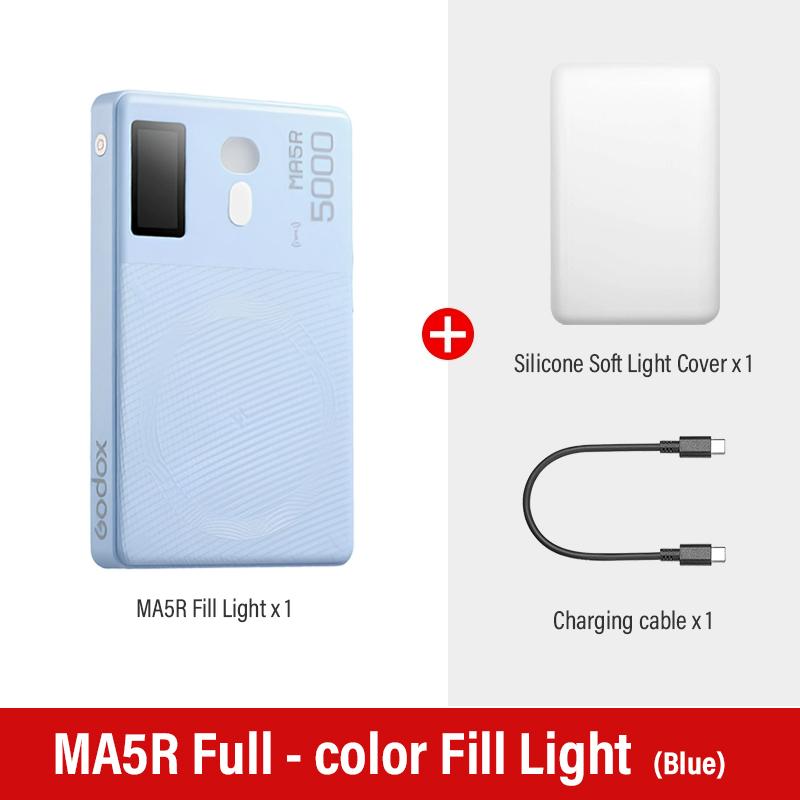 Godox MA5R полноцветный светодиодный RGB-светильник 1800K до 10000K RGB магнитный сверхтонкий беспроводной внешний аккумулятор для фотографии синий
