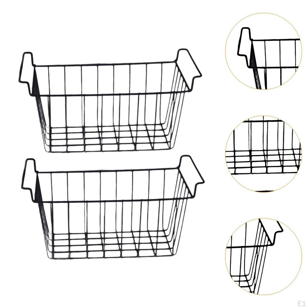2 Pieces Deep Freezer Steel Wire Baskets Refrigerator Basket Practical