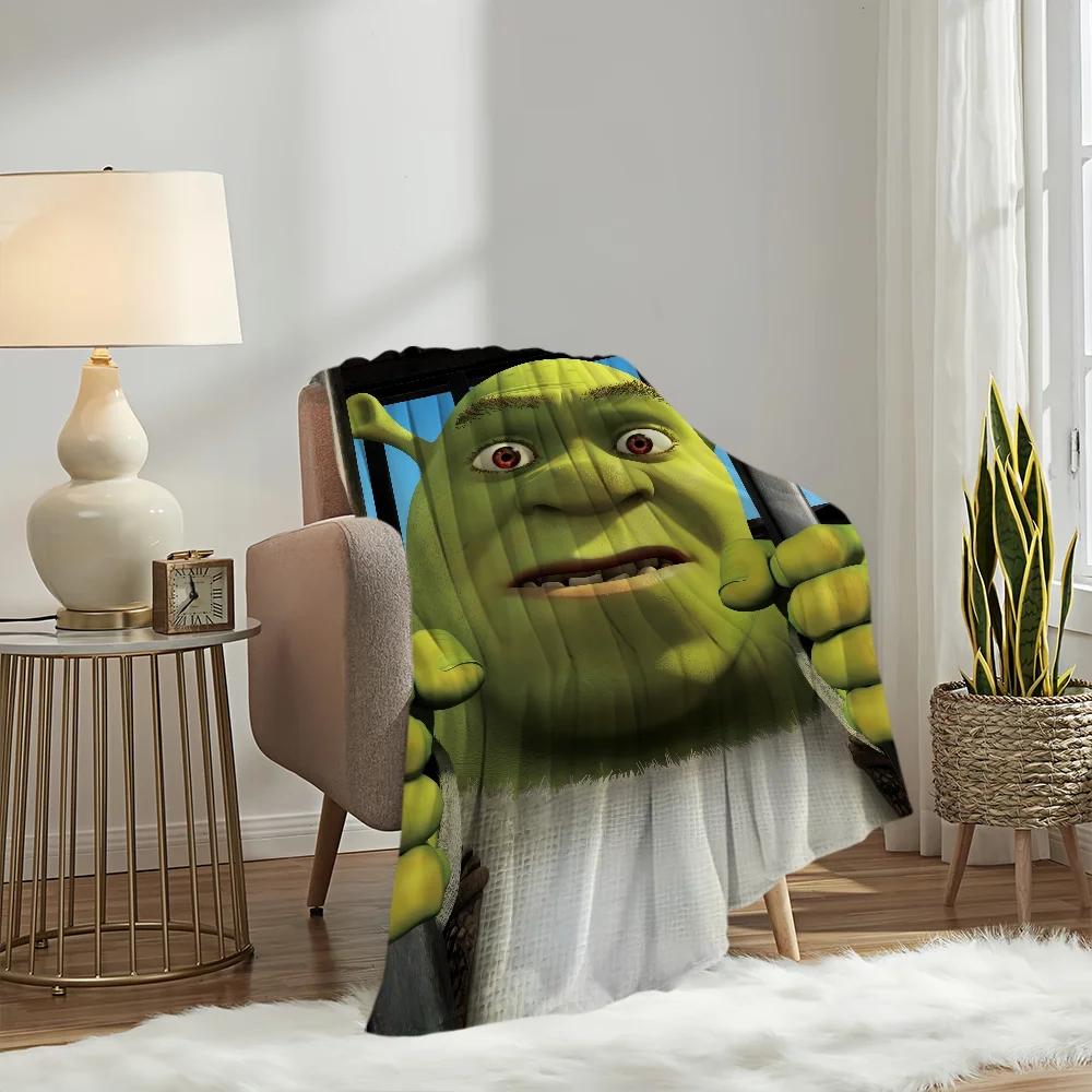 Cartoon S-ShrekS Cute Funny Blanket Plush Nap Sofa Rug for Living Room Warm Office Bedroom Birthday Home Travel Kid Gifts