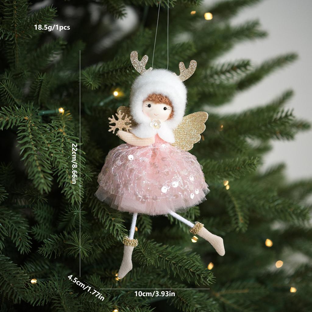 Sitting Elf Doll Angel Pendant Cute Little Girl Christmas Tree Ornaments Hanging Decorations Kids Children Day Gift