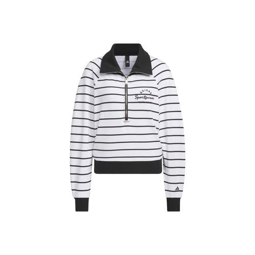 

adidas Striped Sports Casual Long-Sleeve T-Shirt for Women, Black and White XL чёрный/белый