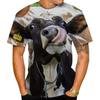 Summer Round Neck 3D Cow Pattern Print Top Fashionable Casual Short Sleeved Men's T-shirts