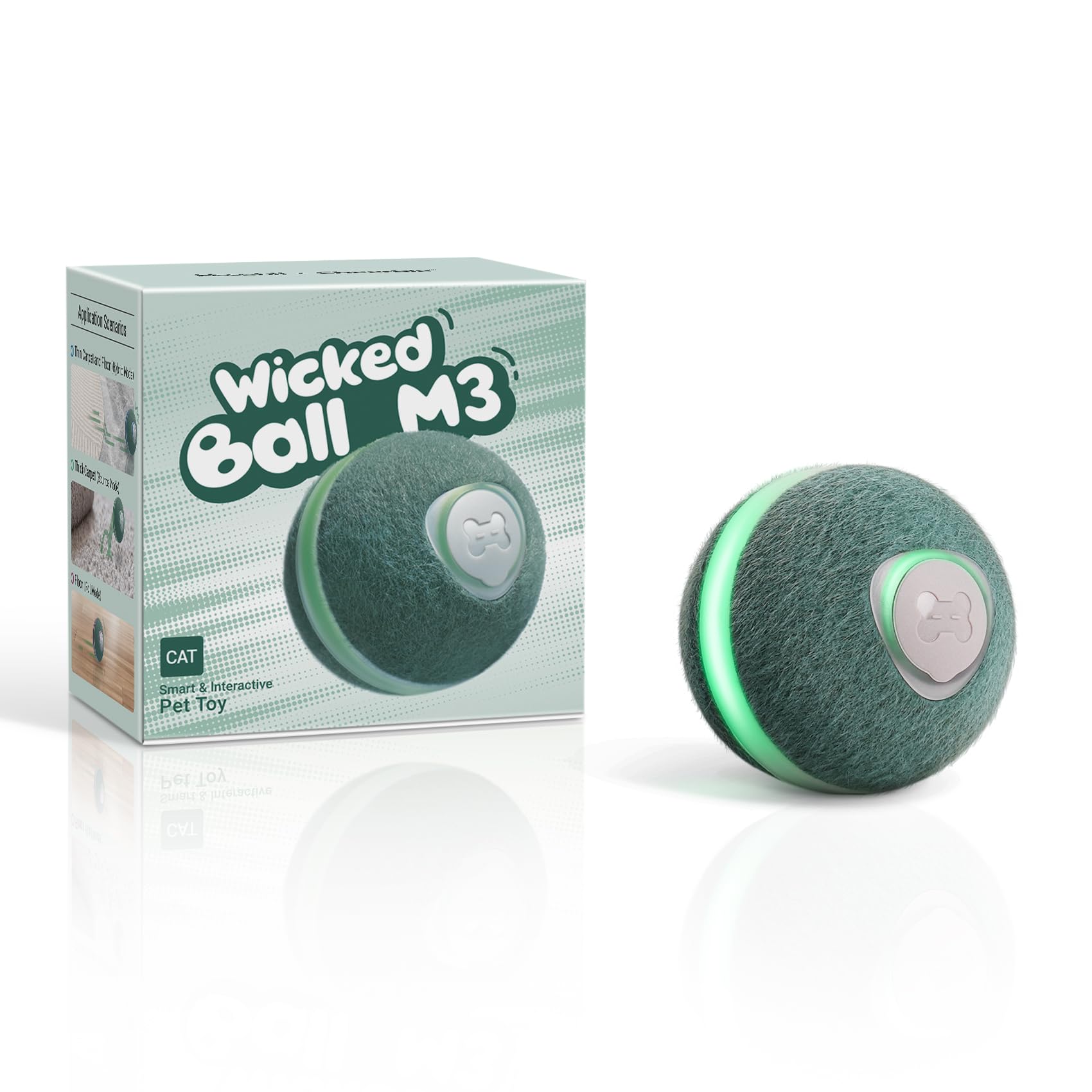 

Hoochii x Cheerble Automatic Cat Ball, Electric Moving Ball, Solo Play, 3 Adjustable Modes, Type-C Rechargeable, with Bell, Fluffy Cat Toy,