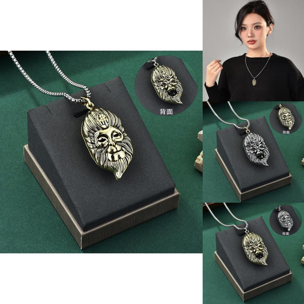 Captivating Qi Tian Da Sheng Sun Wukong Pendant Necklace With Gold And Silver Plating For Men