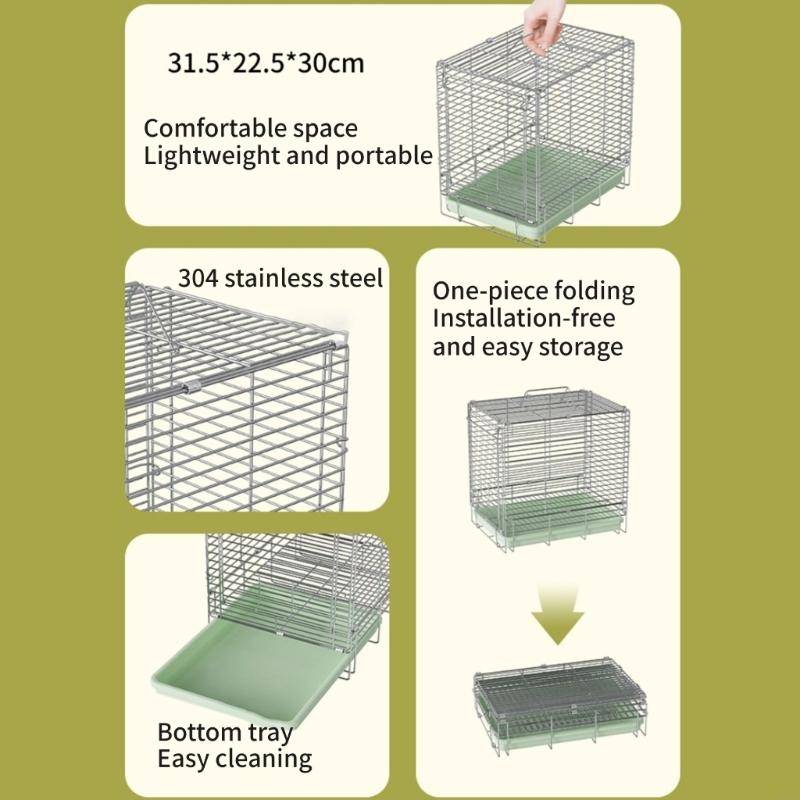 Stainless Steel Folding Bird Cage Portable Travel Carriers Easy Transportation Cage For Small Pet Outdoor Use P9YB