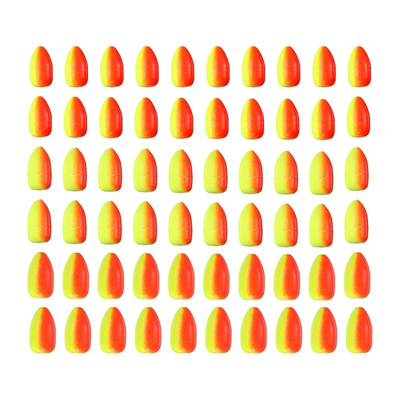 

PATIKIL Fishing foam float 3 sizes 60 pieces oval snell float pompano rig trout catfish Strike indicator for walleye yellow red