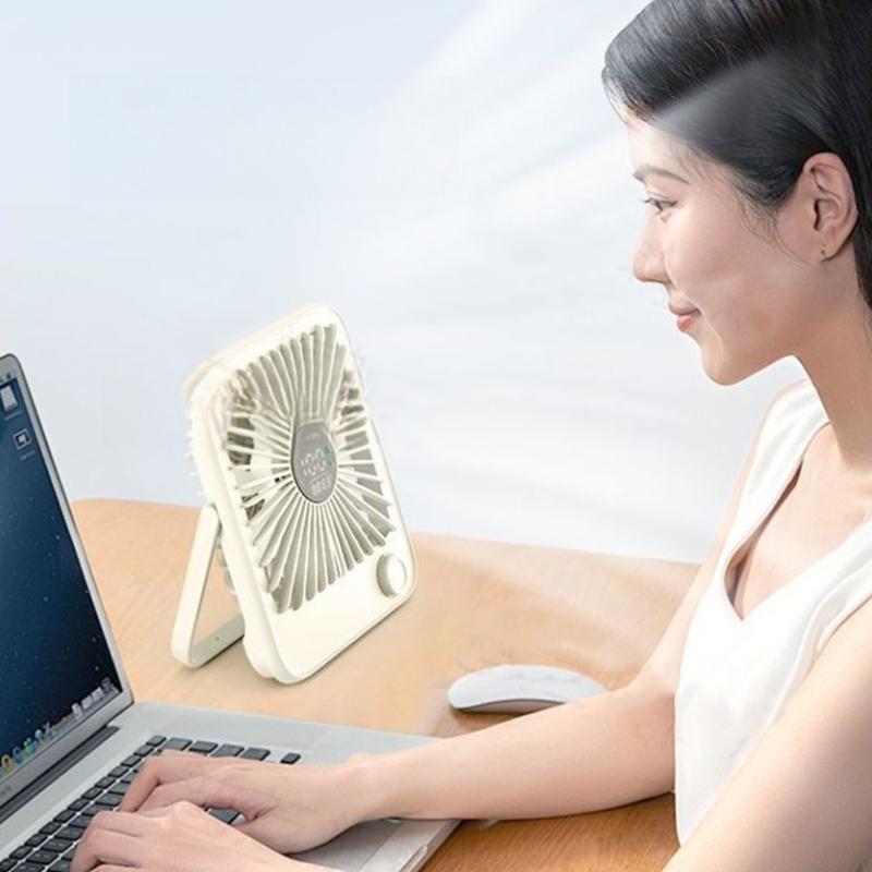 Portable Sized Desk Fan Build-in Battery Quiet Operation 100 Gear Speeds Adjustable Tilt For Office Study Home Use