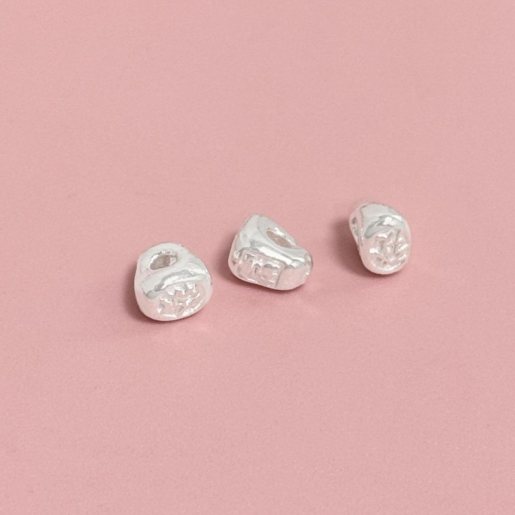 S999 Sterling Silver Good Luck Spacer Beads for DIY Crystal Bracelet or Necklace - Irregular Shape Rope Accessories
