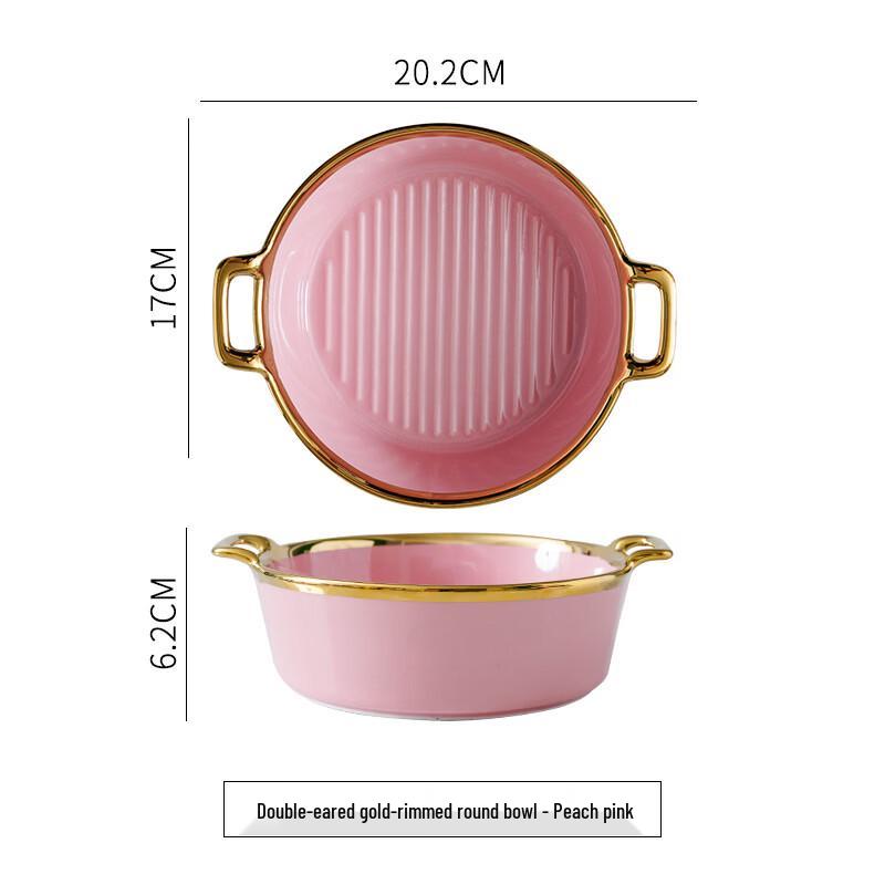 

Abay Nordic Ceramic Double-Handle Striped Bowl
