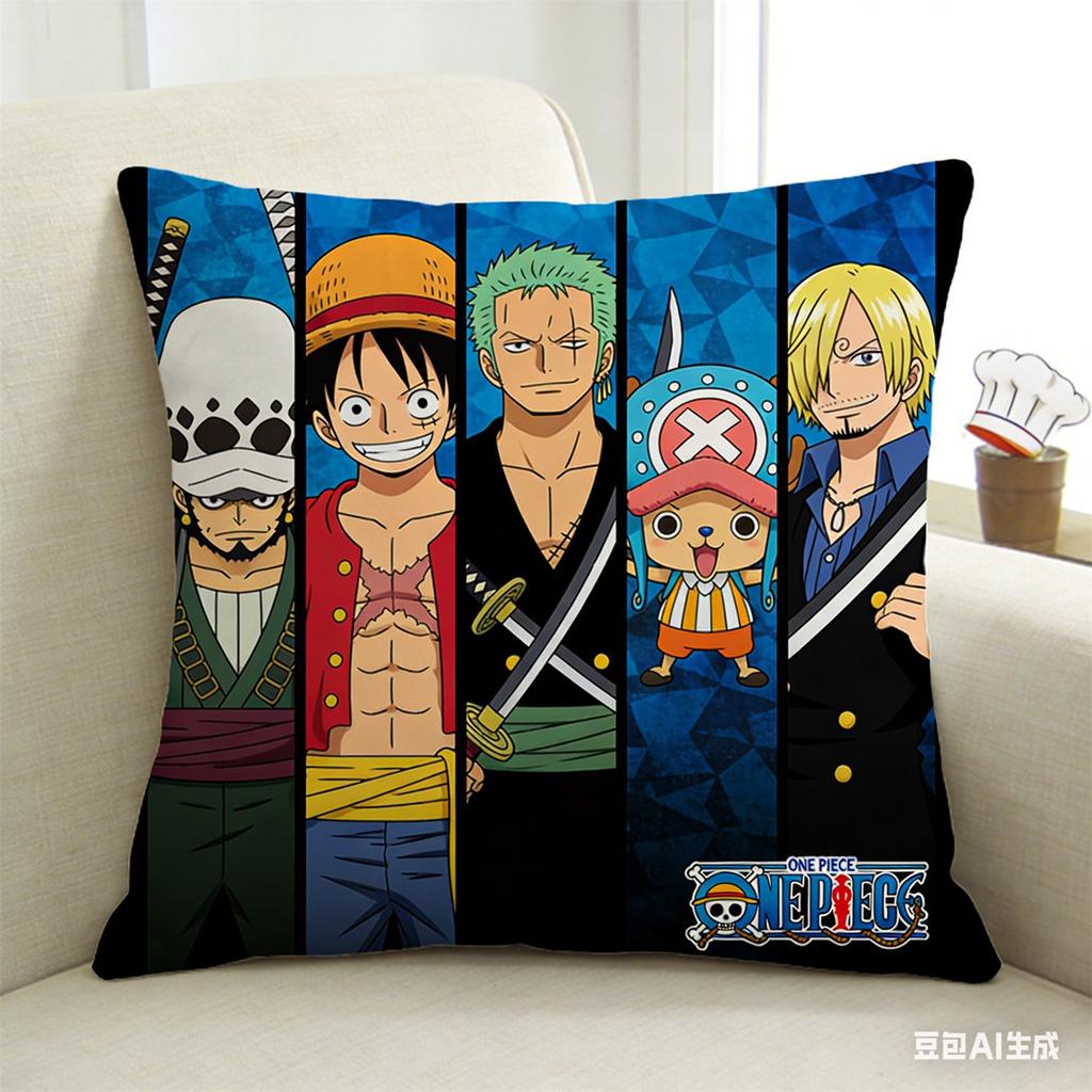 One Piece Luffy Printed Pillow Case Decorative Throw Pillow Cover For Sofa Bedroom Living Room Car Home Decor